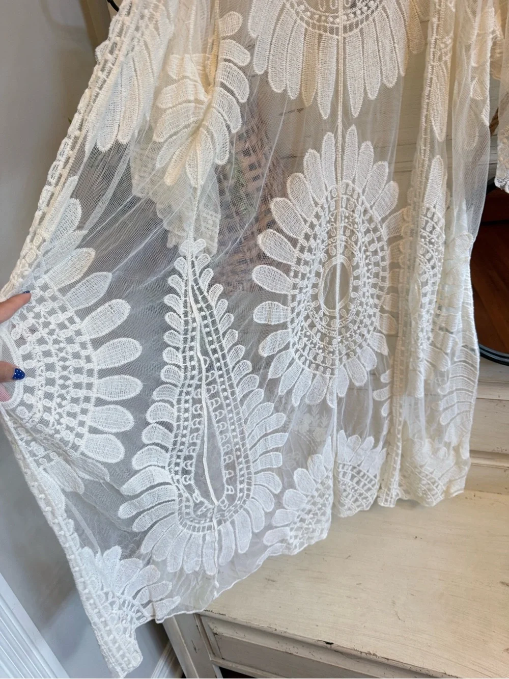 Rebellion Cream Crochet Lace Duster Kimono